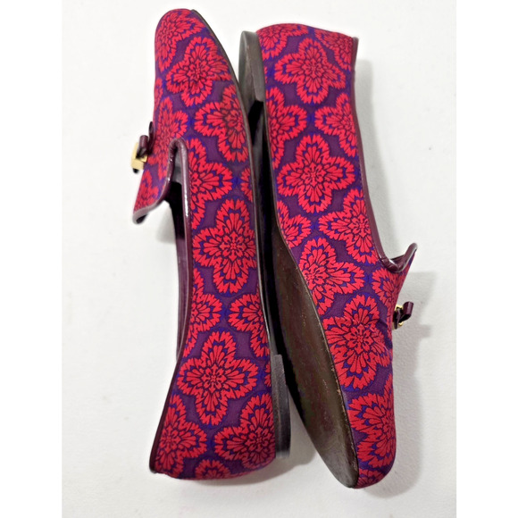Tory Burch Floral Print Chandra Flats Shoes Patent Piping Padded Insole Sz 9.5 M - Picture 7 of 13